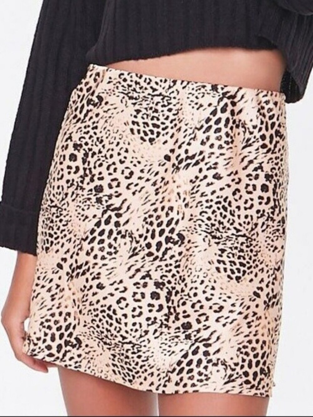 Forever 21 High Waisted Satin Leopard Print Mini Skirt Size Small Y2k Indie